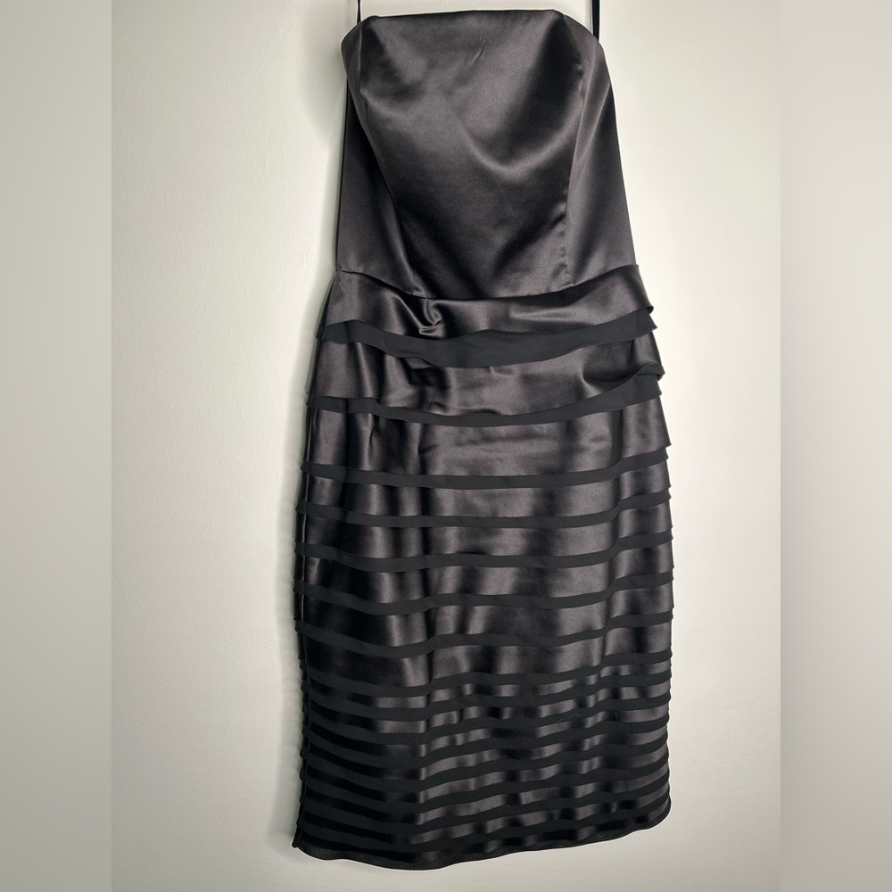 Little Black Strapless Leather Dress 🖤✨